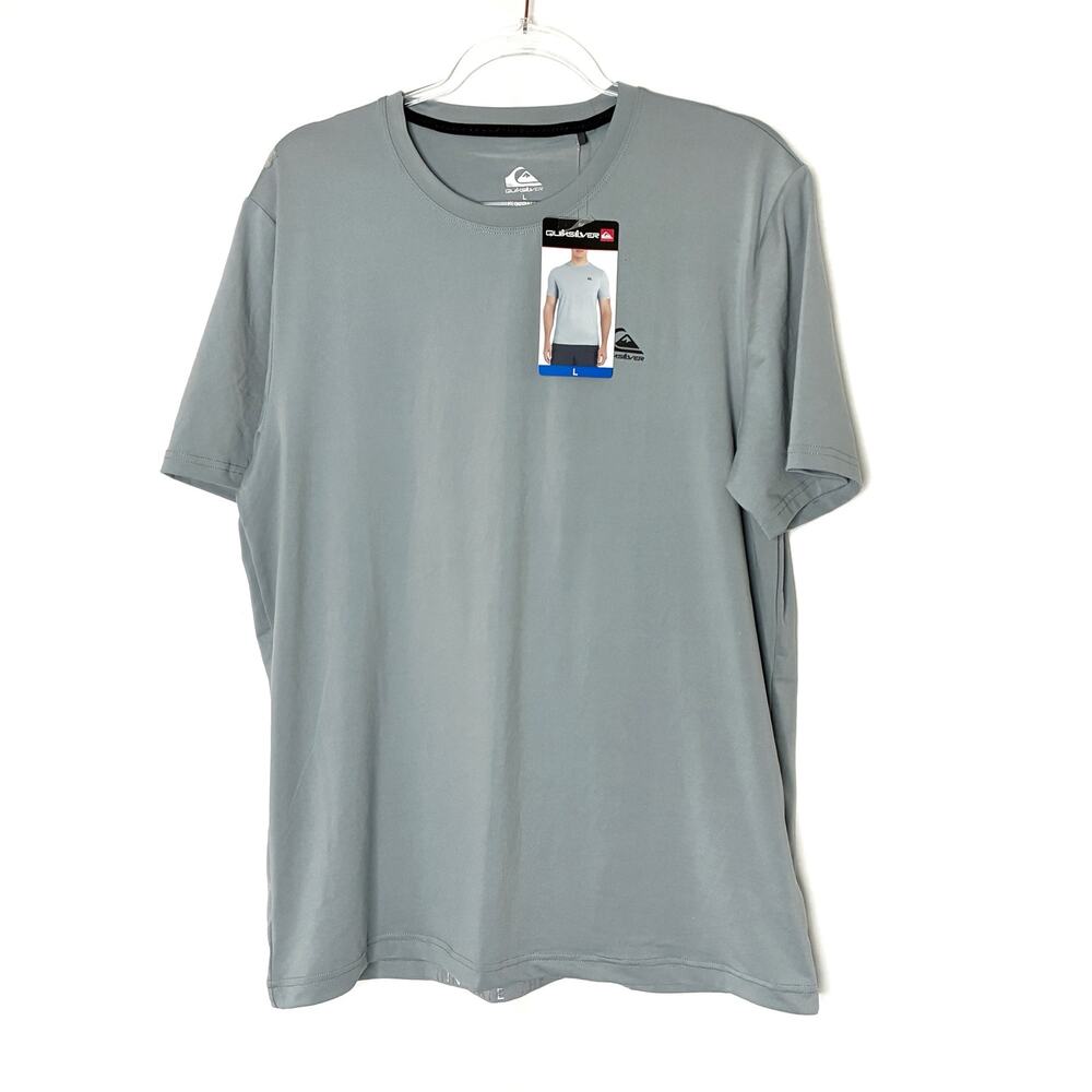 Quicksilver Blue Gray Regular Fit Short Sleeve Athletic Tee Shirt NWT Mens
